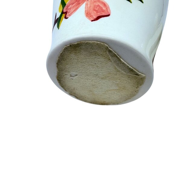 Vintage Hand Painted Lidded Ceramic Ginger Jar with Pink Dogwood Blossoms, 15” T - Picture 4 of 7